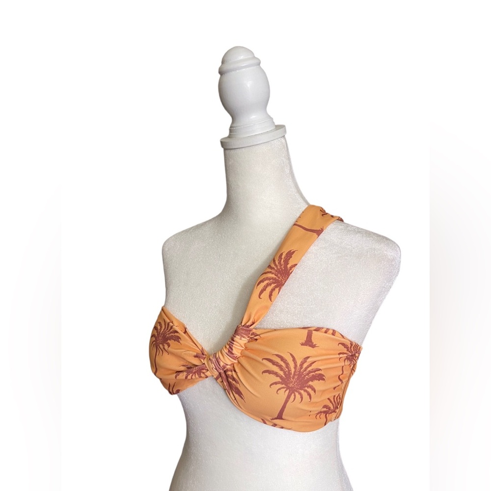 One shoulder bikini top orange palm tree design size small